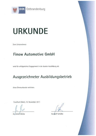Ausgezeichneter Ausbildungsbetrieb