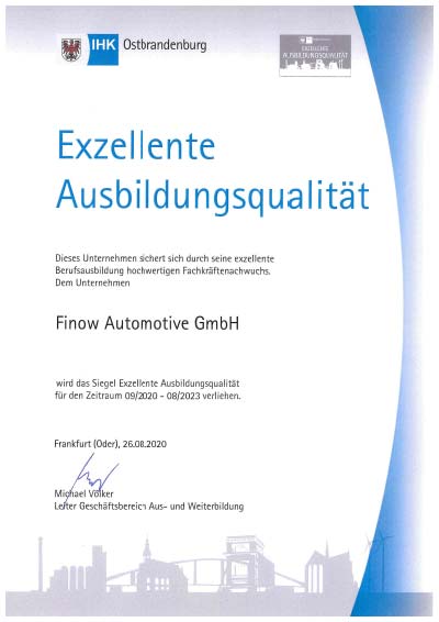 Siegel Exzellente Ausbildungsqualität